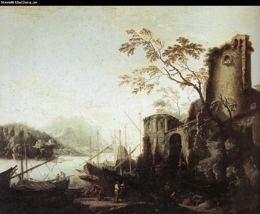 Salvator Rosa Seascape with Towers